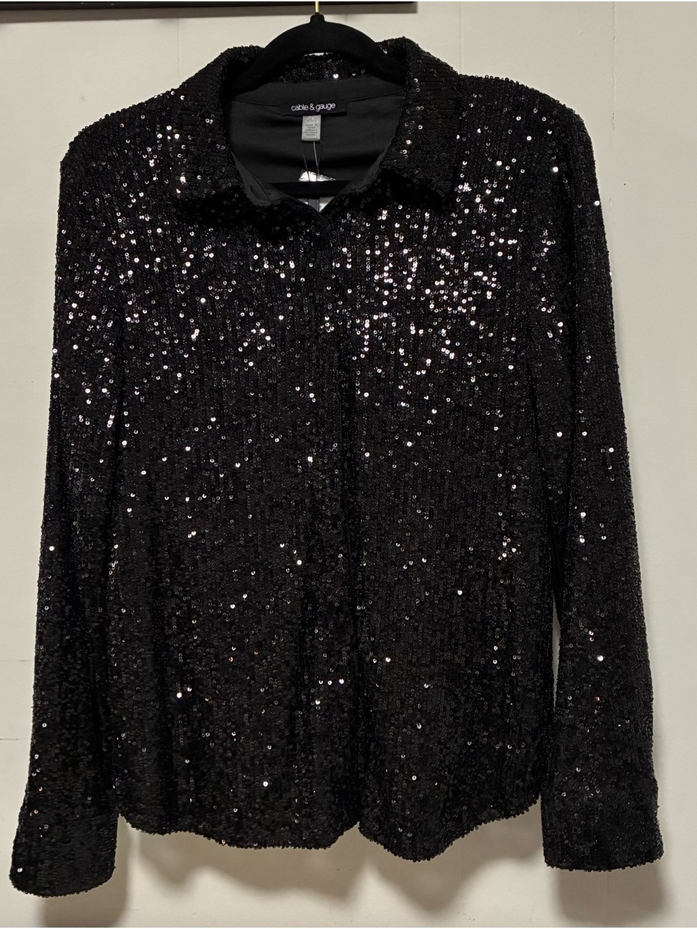 Cable & Gauge Black Sequin Collar Jacket